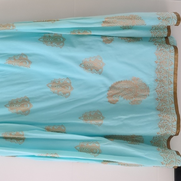 Soft Surroundings lined lightweight maxi boho turquoise and Gold Women's Skirt - Picture 6 of 6